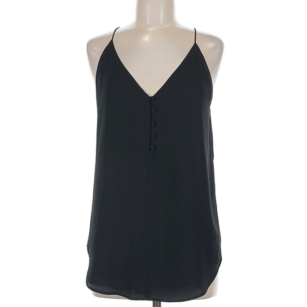 LOFT Black Camisole with Button Detail